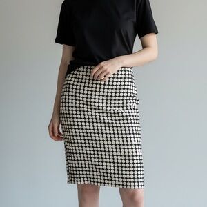 Banana Republic Silk Polka Dot Pencil Skirt Sz 2 Lined Midi Office Classic‎